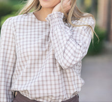 Blake Cinched Sleeve Gingham Blouse (XS-2XL)