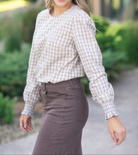 Blake Cinched Sleeve Gingham Blouse (XS-2XL)