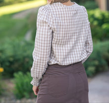 Blake Cinched Sleeve Gingham Blouse (XS-2XL)