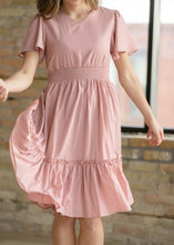 Pink Sophie V-Neck Midi Dress (S-L)
