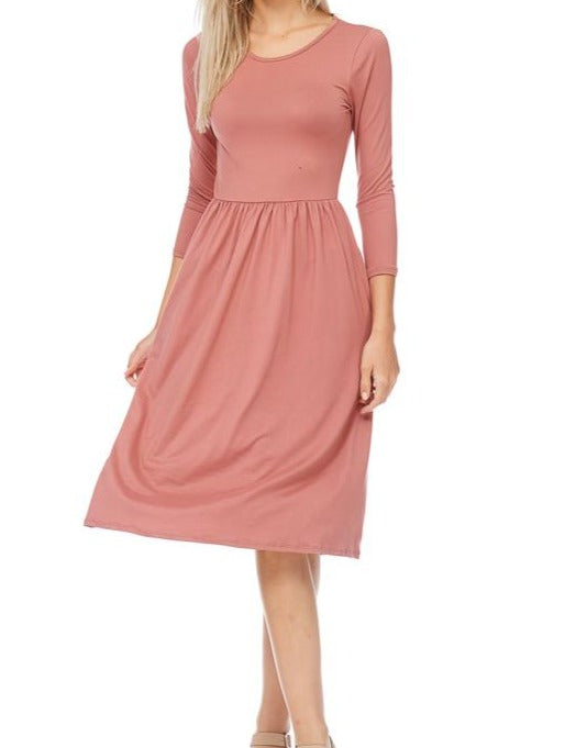 Mauve fit sales and flare dress