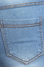 Light Blue Pull On Skinny Jegging with Raw Hem & Extra Wide Waistband