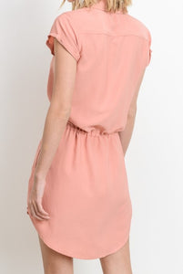 Coral Collared Shirt Dress (Medium)