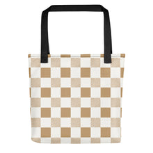 Camel & Cream Checkered Tote Bag