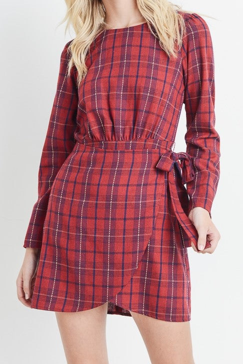 Red Plaid Wrap Style Dress (S,M,L) Lilli & Yve Red Plaid Wrap Style Dress (S,M,L) Lilli & Yve