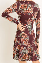 Plum Floral V-Neck A-line Dress (Medium)